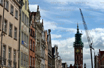 Gdansk. Trwaja prace remontowe Ratusza Glownomiejskiego....