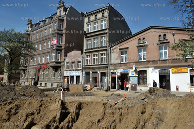 Gdansk. Dolne Miasto. Remont i przebudowa ulicy Lakowej....