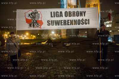 Gdansk. Plac Solidarnosci. Wiec z okazji 34 rocznicy...