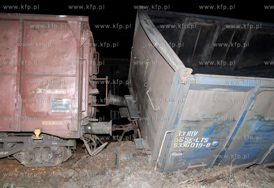 Gdansk, Wrzeszcz. Wykolejenie 8 wagonow z weglem, pociagu...