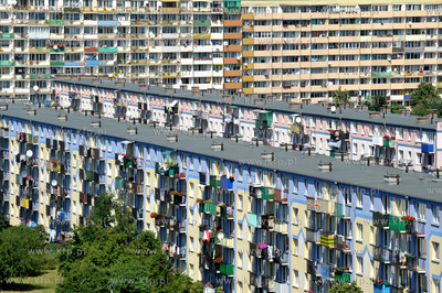 Gdansk Przymorze. Domy mieszkalne na ul. Kolobrzeskiej,...