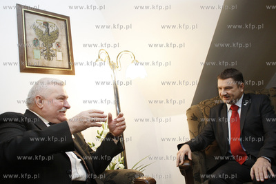 Gdansk. Biuro Lecha Walesy. Spotkanie Przewodniczacego...