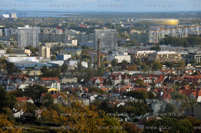 Gdansk Oliwa. Widok z platformy widokowej na gorze...