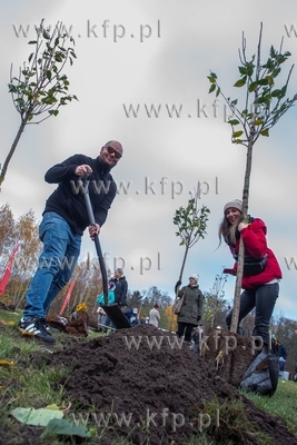 Gdańsk, Park Reagana.  Sadzenie 101 drzew wiśniowych...