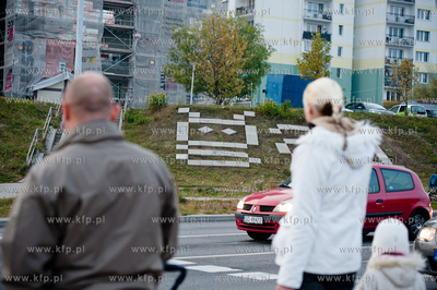 Gdansk. Chelm. Nergal - kolejny napis ulozony z plytek...