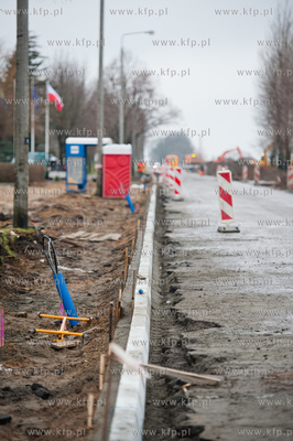 Slupsk. Remontowana i modernizowana ulica Grunwaldzka,...