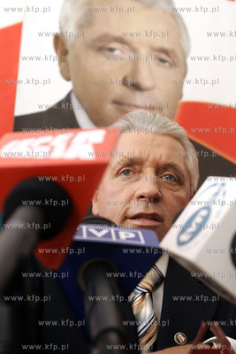 Konferencja Prasowa Samoobrony w Gdansku. Na zdjeciu...