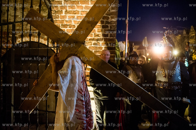 Gdańsk. Plac przed Złota Bramą. XII Misterium Męki...