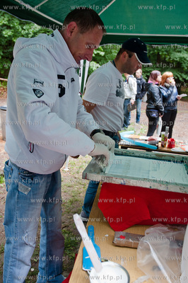 Gdansk. Teatr Lesny. Dzien Drukarza. Stoisko gdzie...