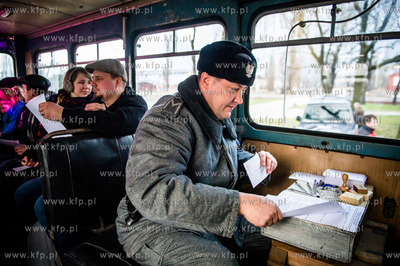 Gdansk. Teren przez Historyczna Sala BHP. Inscenizacja...