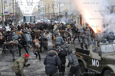 Plan zdjeciowy filmu o masakrze robotnikow na Wybrzezu...
