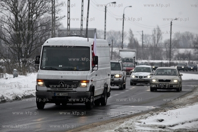 Gdansk. Trakt sw. Wojciecha. Protest kierowcow samochodow...
