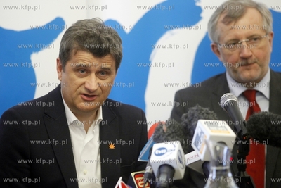 Gdansk. Konferencja prasowa Janusza Palikota i Marka...