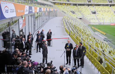 Gdansk. Stadion PGE Arena. Briefing prasowy z udzialem...