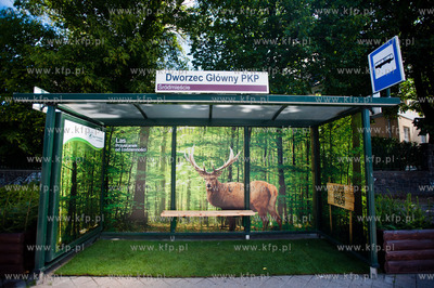 Gdansk. Wiata przystanku autobusowego Dworzec Glowny...