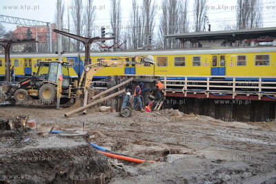 Sopot. Dworzec PKP.  Budowa tunelu pod torami, ktory...