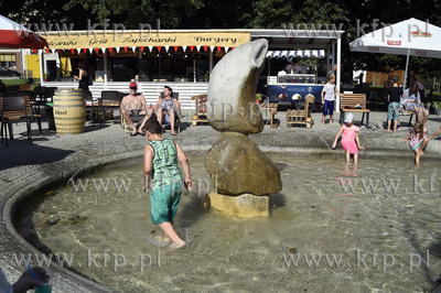 Chwila ochłody w fontannie Szeroka w parku Świetopełka...