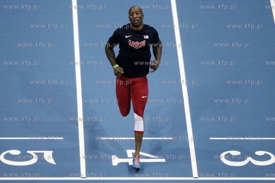 Sopot. Halowe Mistrzostwa w Lekkoatletyce. Nz. trening....