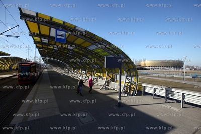 Przystanek tramwajowy w Gdańsku Letnicy. 17.02.2015...