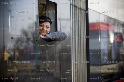 Zajezdnia tramwajowa w Gdańsku Nowym Porcie. Nz. motorniczaWioletta...