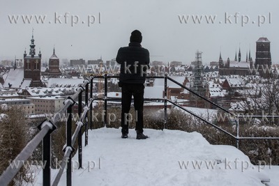Gdańsk, Zimowa panorama Gdańska z Góry Gradowej....