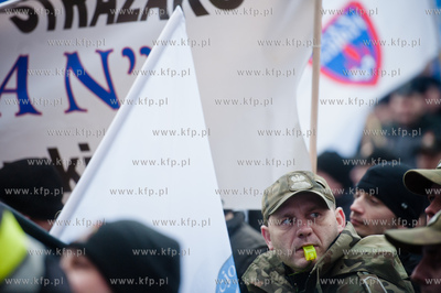 Gdansk. Pikieta Federacji Zwiazkow Zawodowych Sluzb...