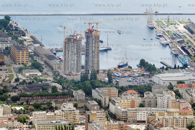 Gdynia z lotu ptaka. Nz. Budowa drapacza chmur  "Sea...