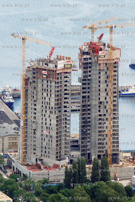 Gdynia z lotu ptaka. Nz. Budowa drapacza chmur  "Sea...