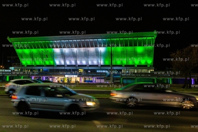 Przed meczem - Hala Olivia w kolorach Lechii Gdańsk....