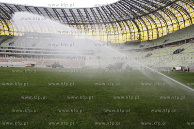 Gdansk Letnica. Budowa stadionu pilkarskiego PGE Arena....