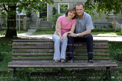 Donald Tusk z zona Malgorzata i psem Szeryfem. 26.05.2005...