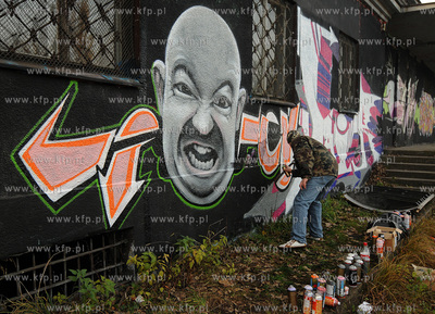 Artystyczne graffiti wykonywane na siedzibie szkoly...