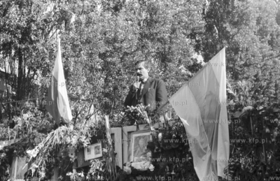 Strajk w Stoczni Gdanskiej im Lenina. Nz. Lech Walesa...