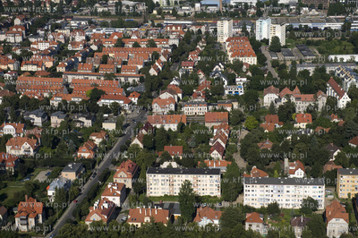 Gdansk Oliwa z lotu ptaka. Okolice skrzyzowania ul....