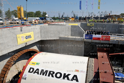 Gdansk, ul. Ku Ujsciu. Chrzest maszyny TBM, ktora otrzymala...