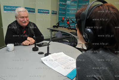 Lech Walesa w Radiu Gdansk. Nz. Lech Walesa,27.03.2013...