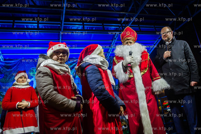 Gdańsk. Przywitanie Swietego Mikolaja oraz zapalenie...