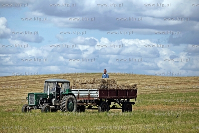 Rolnicy zbieraja slome na polu w Sztumie. 09.08.2012...