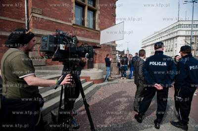 Gdansk. Nowy Ratusz. Plan zdjeciowy serialu pt. Prawo...