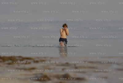 Gdansk Jelitkowo. Kapiel morsow przy temperaturze powietrza...