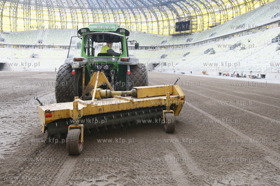 Gdansk Letnica. Budowa stadionu pilkarskiego PGE Arena....