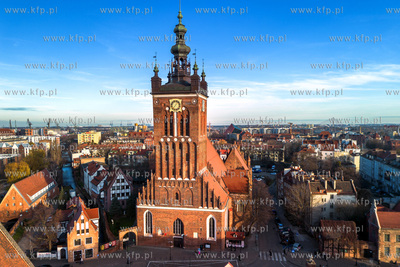 Panorama Gdańska, widok na kościoł św. Katarzyny...