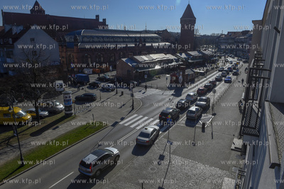 Korki na Podwalu Staromiejskim w Gdańsku. 15.04.2019...