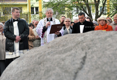 Uroczystosc poswiecenia kamienia Jana Pawla II na terenie...
