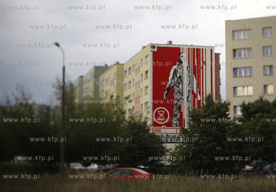 Gdansk Zaspa. Mural z okazji 30 lecia Solidarnosci...