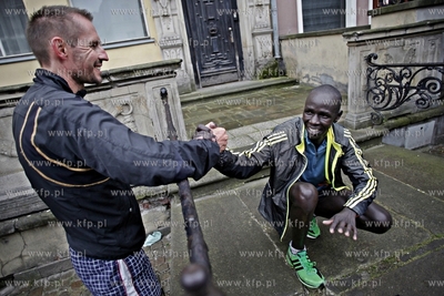 Gdansk. Meta  XVIII Maratonu Solidarnosci na ul Dlugi...