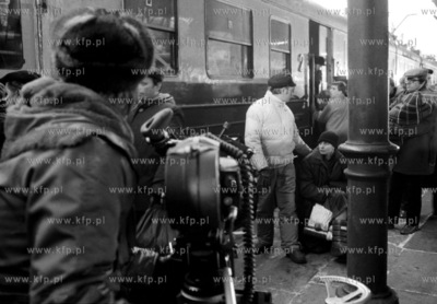 Plan zdjeciowy filmu "Czlowiek z zelaza". Scena na...