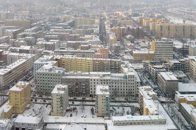 Zimowa panorama Gdyni z apartamentowca Sea Towers....