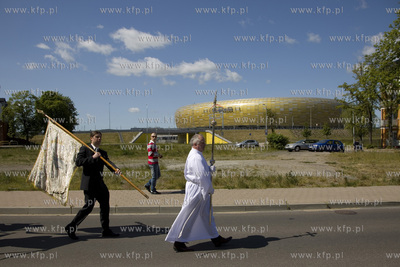 Procesja Bozego Ciala w gdanskiej dzielnicy Letnica....
