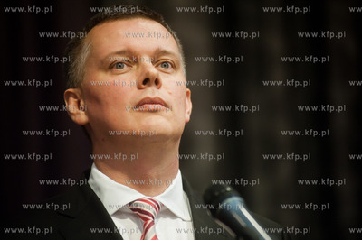 Gdansk. Hotel Hilton. Konferencja prasowa Ministrow...